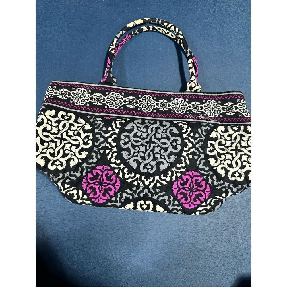 Vera Bradley Canterbury Magenta Satchel Handbag Black Gray Magenta